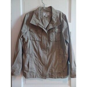 Old Navy khaki cotton utility jacket womens XL pockets fatigue military lightwt